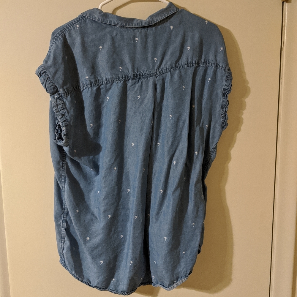 JACHS Girlfriend Size Large Chambray Palm tree top - Picture 5 of 6